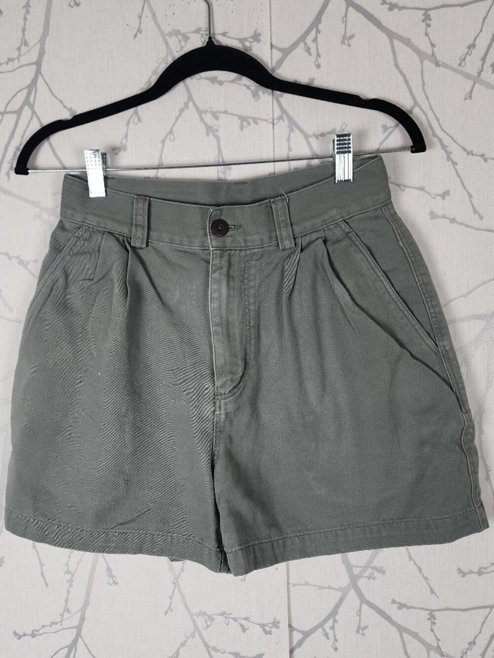 Patagonia Sage Green Organic Cotton Pleated Bermuda Shorts